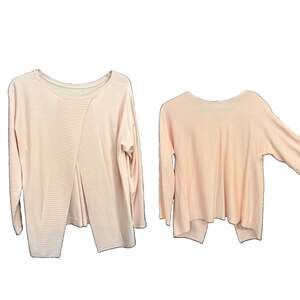 NWT Etcetera Split Back knit Blush Pink sweater L Pit2Pit 40” L27” Minimalist